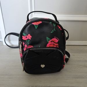 Betsey Johnson backpack with roses and cat face